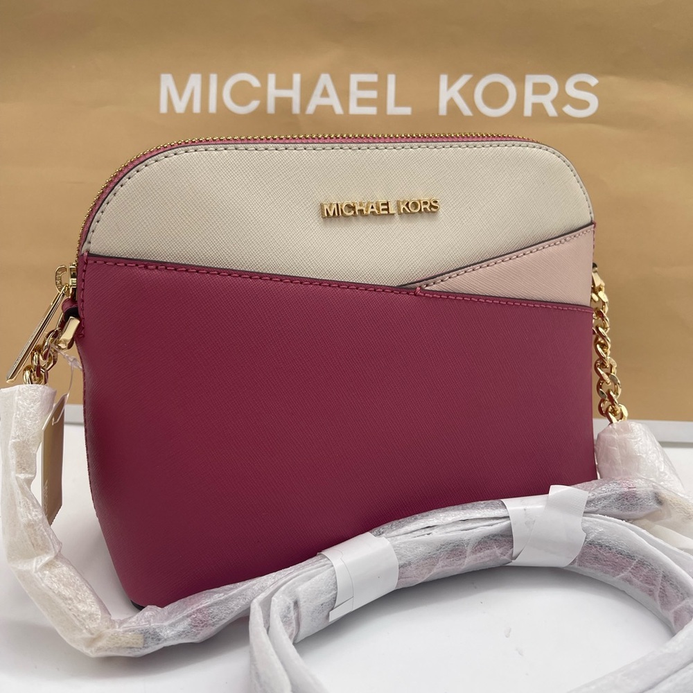 Michael Kors Jet Set Travel Medium Dome Crossbody XCROSS XBODY Bag 
Rosewood NWT
